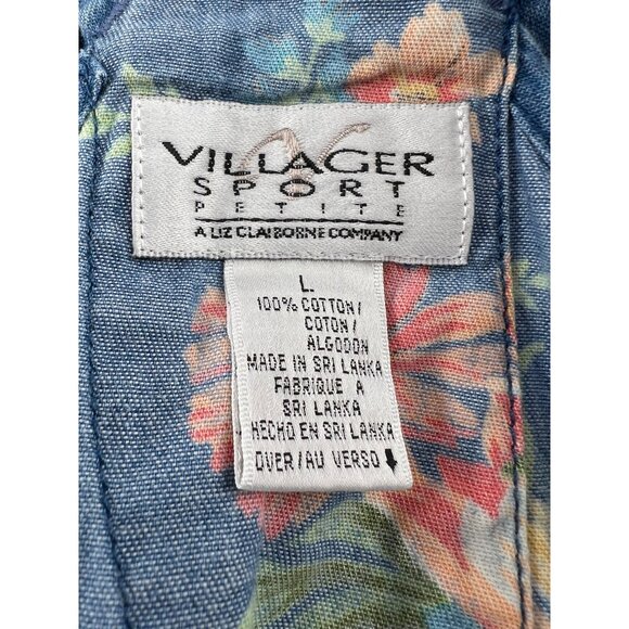 Liz Claiborne Villager Sport Floral Denim Overall Dress Large Vintage 90s - Picture 5 of 6